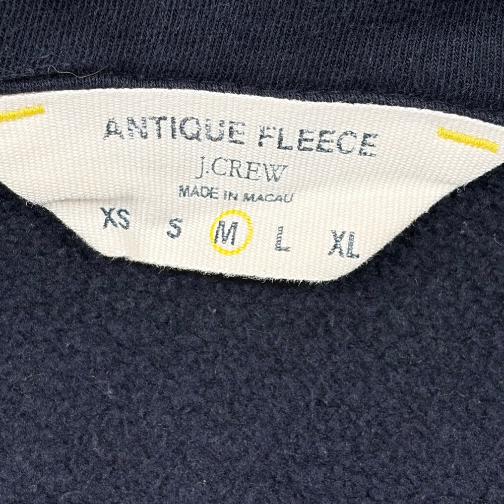 J.Crew Antique Fleece Navy Blue Shawl Collar Belted Wrap Cardigan Jacket Medium - Picture 2 of 8